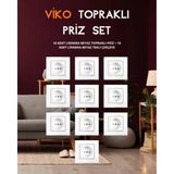 Viko Linnera Beyaz Priz Set ( 10 Adet Topraklı Priz + 10 Adet Tekli Çerçeve)