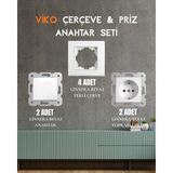 Viko Linnera Beyaz Seti ( 4 Adet Tekli Çerçeve + 2 Adet Topraklı Priz + 2 Adet Anahtar )