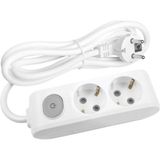 Viko Multi-Let 2'li Anahtarlı Topraklı Kablolu Çocuk K. Grup Priz 2 Metre Beyaz