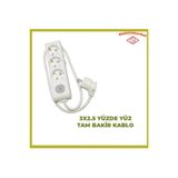VİKO Multi-let 3 'lü 3 Metre Anahtarlı Topraklı Çocuk Korumalı (3x2.5 HES KABLO TTR TAM BAKIR KALIN KABLOLU)