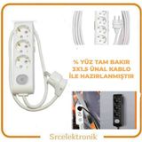 Viko Multi-Let 3'lü (12 - 40 Metre Arası) Anahtarlı Topraklı Çocuk Korumalı Uzatma (3x1.5 Tam Bakır) Ttr Kablo Tseli HO5VV-F - Beyaz