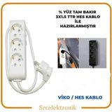 Viko Multi-Let 3'lü 3x1.5 20 m Hes Kablo Tam Bakır Topraklı Çocuk Korumalı Uzatma
