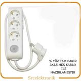 Viko Multi-Let 3'lü 3x2.5 1 m Hes Kablo Tam Bakır Anahtarlı Topraklı Çocuk Korumalı Uzatma