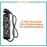 Viko Multi-Let 3'lü 3x2.5 22 m Öznur Kablo Tam Bakır Topraklı Çocuk Korumalı Siyah Antrasit Uzatma Grup Priz