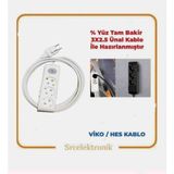 Viko Multi-Let 3'lü 3x2.5 28 m Öznur Kablo Tam Bakır Anahtarlı Topraklı Çocuk Korumalı Uzatma Grup Priz
