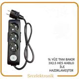 Viko Multi-Let 3'lü Anahtarlı Topraklı Çocuk Korumalı Uzatma ( 3x2.5 Hes Kablo Tam Bakır) Ttr Kablo HO5VV-F - 4 METRE