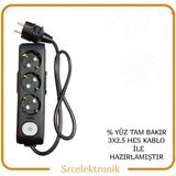 Viko Multi-Let 3'lü Anahtarlı Topraklı Çocuk Korumalı Uzatma ( 3x2.5 Hes Kablo Tam Bakır) Ttr Kablo HO5VV-F - 7 METRE
