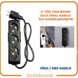 Viko Multi-Let 3'lü Siyah 3x1.5 25 m Topraklı Çocuk Korumalı Ünal Kablo Tam Bakır Uzatma