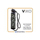 Viko Multi-let 3'lü Topraklı 2 Metre Kablolu Çocuk Korumalı Priz