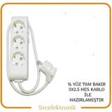 Viko Multi-Let 3'lü Topraklı Çocuk Korumalı Uzatma Seyyar ( 3x2.5 Hes Kablo Tam Bakır) Uzatma Seyyar Kablo - 1 METRE