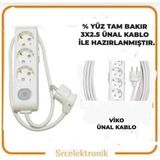 Viko Multi-Let 3'lü Ünal Kablo 3x2.5 7 m Anahtarlı Topraklı Çocuk Korumalı Uzatma