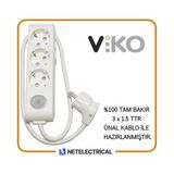 Viko Multi-Let 4 Kablolu 3 m Çocuk Korumalı Anahtarlı Soketli Priz