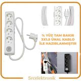 Viko Multi-Let 4'lü 3x1.5 30 m Ünal Kablo Anahtarlı Topraklı Çocuk Korumalı Uzatma