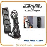 Viko Multi-Let 4'lü 3x1.5 9 m Hes Kablo Tam Bakır Topraklı Çocuk Korumalı Uzatma