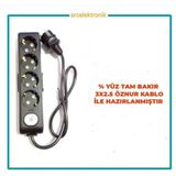 Viko Multi-Let 4'lü 3x2.5 10 m Öznur Kablo Tam Bakır Anahtarlı Topraklı Çocuk Korumalı Uzatma Grup Priz