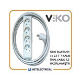 Viko Multi-Let 4'lü 3x2.5 10 m Öznur Kablo Tam Bakır Topraklı Çocuk Korumalı Uzatma Grup Priz