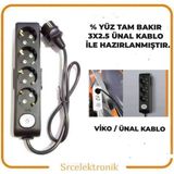 Viko Multi-Let 4'lü 3x2.5 20 m Ünal Kablo Anahtarlı Topraklı Çocuk Korumalı Uzatma