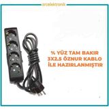 Viko Multi-Let 4'lü 3x2.5 22 m Öznur Kablo Tam Bakır Topraklı Çocuk Korumalı Uzatma Grup Priz
