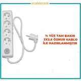 Viko Multi-Let 4'lü 3x2.5 4 m Öznur Kablo Tam Bakır Anahtarlı Topraklı Çocuk Korumalı Uzatma Grup Priz