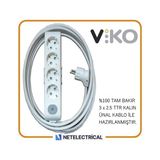 Viko Multi-Let 4'lü 3x2.5 7 m Öznur Kablo Tam Bakır Anahtarlı Topraklı Çocuk Korumalı Uzatma Grup Priz