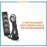 Viko Multi-Let 4'lü 3x2.5 7 m Öznur Kablo Tam Bakır Topraklı Çocuk Korumalı Uzatma Grup Priz
