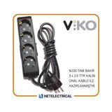 Viko Multi-Let 4'lü 3x2.5 8 m Öznur Kablo Tam Bakır Topraklı Çocuk Korumalı Uzatma Grup Priz