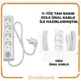 Viko Multi-Let 4'lü 3x2.5 8 m Ünal Kablo Anahtarlı Topraklı Çocuk Korumalı Uzatma