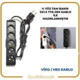 Viko Multi-Let 5'li 3x1.5 12 m Hes Kablo Tam Bakır Topraklı Çocuk Korumalı Uzatma