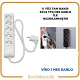 Viko Multi-Let 5'li 3x1.5 9 m Hes Kablo Tam Bakır Topraklı Çocuk Korumalı Uzatma
