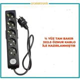 Viko Multi-Let 5'li 3x2.5 1 m Öznur Kablo Tam Bakır Anahtarlı Topraklı Çocuk Korumalı Uzatma Grup Priz