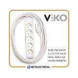 Viko Multi-Let 5'li 3x2.5 10 m Öznur Kablo Tam Bakır Topraklı Çocuk Korumalı Uzatma Grup Priz