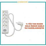 Viko Multi-Let 5'li 3x2.5 18 m Öznur Kablo Tam Bakır Anahtarlı Topraklı Çocuk Korumalı Uzatma Grup Priz