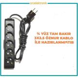 Viko Multi-Let 5'li 3x2.5 3 m Öznur Kablo Tam Bakır Topraklı Çocuk Korumalı Uzatma Grup Priz