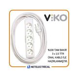 Viko Multi-Let 5'li 7 Metre Topraklı Çocuk Korumalı Kablolu Grup Priz - Beyaz