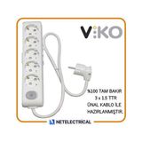 Viko Multi-Let 5'li Anahtarlı 8 Metre Topraklı Çocuk Korumalı Kablolu Grup Priz - Beyaz