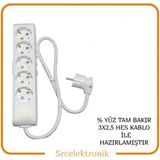 Viko Multi-Let 5'li Topraklı Çocuk Korumalı Uzatma Seyyar ( 3x2.5 Hes Kablo Tam Bakır) Uzatma Seyyar Kablo HO5VV - 15 METRE