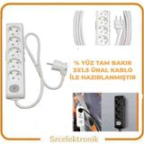 Viko Multi-Let 5'li Ünal Kablolu (1 ile 10 Metre Arası) Anahtarlı Topraklı Çocuk Korumalı Uzatma ( 3x1.5 Tam Bakır) Ttr Kablo HO5VV-F