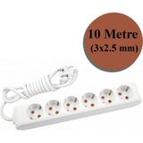 Viko Multi-Let 6 Lı 3*2,5 mm Ttr 10 Metre Uzatma Kablosu Seyyar Uzatma Kablosu