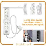 Viko Multi-Let 6'lı (1 - 10 Metre Arası) Anahtarlı Topraklı Çocuk Korumalı Uzatma (3x1.5 Tam Bakır) Ttr Kablo Tseli HO5VV-F