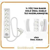 Viko Multi-Let 6'lı (1 ile 10 Metre) Anahtarlı Topraklı Çocuk Korumalı Uzatma ( 3x2.5 Ünal Kablo Tam Bakır) Ttr Kablo HO5VV-F - 3 METRE