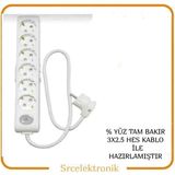 Viko Multi-Let 6'li 1 ile 10 Metre Ebatları Anahtarlı Topraklı Çocuk Korumalı Uzatma Ttr Kablo Tseli HO5VV-F - 2 METRE