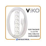 Viko Multi-Let 6'lı 25 Metre Topraklı Çocuk Korumalı Kablolu Grup Priz - Beyaz