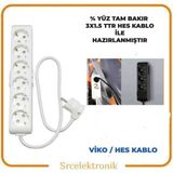 Viko Multi-Let 6'lı 3x1.5 25 m Hes Kablo Tam Bakır Topraklı Çocuk Korumalı Uzatma