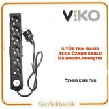 Viko Multi-Let 6'lı 3x2.5 18 m Öznur Kablo Tam Bakır Anahtarlı Topraklı Çocuk Korumalı Uzatma Grup Priz