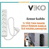 Viko Multi-Let 6'lı 3x2.5 5 m Öznur Kablo Tam Bakır Topraklı Çocuk Korumalı Uzatma Grup Priz