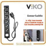 Viko Multi-Let 6'lı 3x2.5 8 m Öznur Kablo Tam Bakır Anahtarlı Topraklı Çocuk Korumalı Uzatma Grup Priz