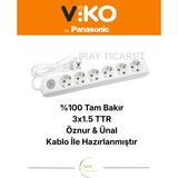 Viko Multi-Let 6'lı Anahtarlı 8 Metre Topraklı Çocuk Korumalı Kablolu Grup Priz - Beyaz