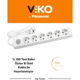 Viko Multi-Let 6'lı Anahtarlı 9 Metre Topraklı Çocuk Korumalı Kablolu Grup Priz - Beyaz