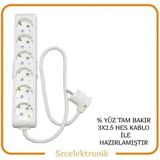 Viko Multi-Let 6'li Topraklı Çocuk Korumalı Uzatma Seyyar ( 3x2.5 Hes KabloTam Bakır) Uzatma Seyyar Kablo HO5VV - 30 METRE