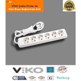 Viko Multi-Let Altılı Topraklı Priz - 2 Metre - Çocuk Korumalı - Beyaz - Orjinal Ürün